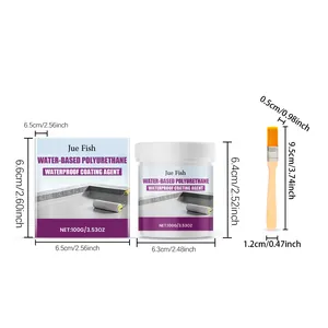 Detailed dimensions of Jue Fish waterproof coating agent set including jar and brush