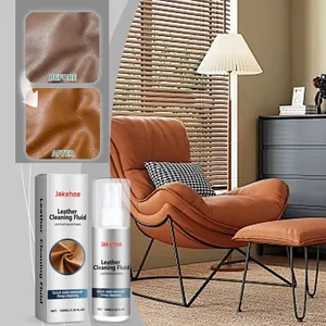 Jakehoe leather cleaning fluid for furniture maintenance with visible before and after effect