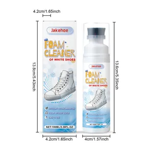 Dimensions of Jakehoe 100ml foam cleaner for white sneakers and high-top shoes.
