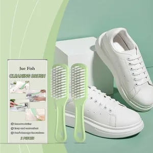 Jue Fish Multi Purpose Cleaning Brush For Home Shoes Sink Wall Soft Bristle Plastic Scrubber Stain Remover 2 Pieces Set