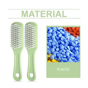 Detail showing durable plastic material of the multi-purpose green cleaning brushes.