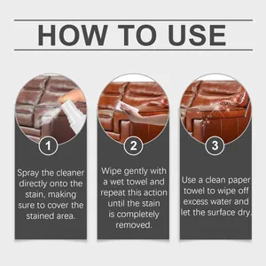 Step-by-step instructions for using leather cleaner on a brown sofa