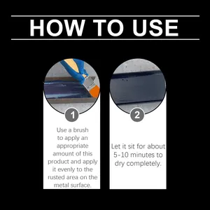Instructional guide for applying rust converter primer on rusted metal surfaces.