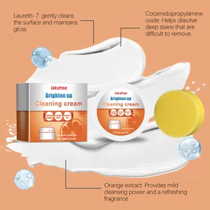 Detail of Jakehoe brighten up cleaning cream with ingredients and application sponge
