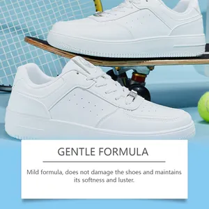 Detailed result of white sneaker cleaner on classic low-top leather shoes