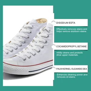 Detaillierte Inhaltsstoffe des weißen Sneaker-Reinigers mit effektiven Ergebnissen