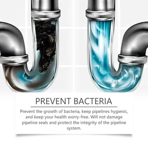 Comparison illustration of blocked and clear U-bend pipes after using drain cleaner