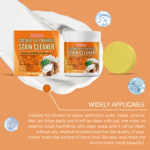 Vue détaillée du kit nettoyant à l'huile de coco Jakehoe avec éponge et détails