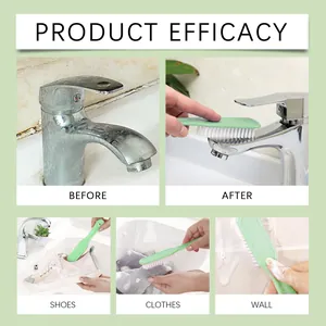 Detail view of multi-purpose cleaning brush for shoes, clothes, and bathroom sinks.
