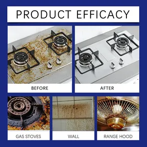Detailed before and after comparison of grease removal on stainless steel surfaces
