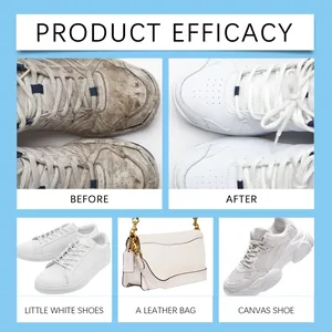 Detailed view showing professional shoe cleaner efficacy on white sneakers and leather bags