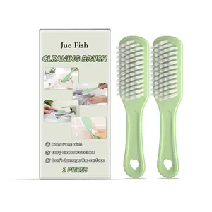 Jue Fish 2-piece multi-purpose cleaning brush set with soft bristles for shoe and home cleaning