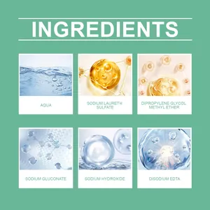 Infographie des ingrédients des lingettes Jakehoe avec Aqua et l'hydroxyde de sodium inclus