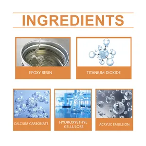 Detailed ingredient list for tile repair paste showing epoxy resin and acrylic emulsion