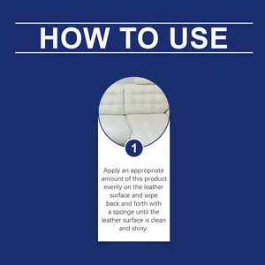 Step-by-step instructions for applying leather care cream to clean and shine surfaces.