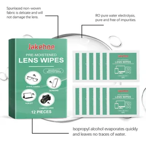 Lingettes nettoyantes Jakehoe pré-humidifiées pour lunettes et écrans, 12 sachets