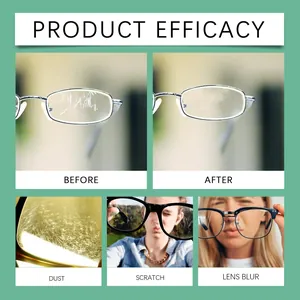 Lingettes nettoyantes pour verres démontrant l'effet avant et après sur les lunettes