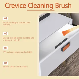 Multipurpose crevice cleaning brush for bathroom and window tracks with nylon bristles