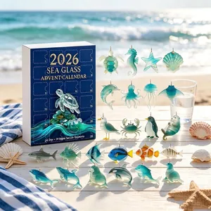 Detalles de los 24 adornos marinos de acrílico del calendario Sea Glass Advent 2026