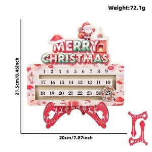 Detail view of wooden Christmas advent calendar with dimensions 20x21.5cm and weight 72.1g.