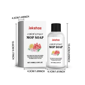 Professional lemon extract mop soap 100ml with clear bottle and box dimension markings