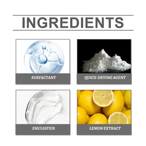 Detailed ingredient list for floor cleaner featuring lemon extract and surfactants