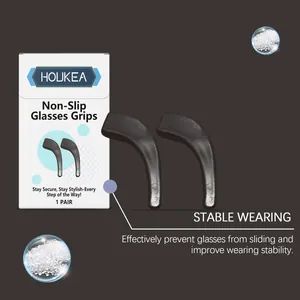 Detailed view of HOUKEA anti-slip silicone glasses ear grips for stable wearing.