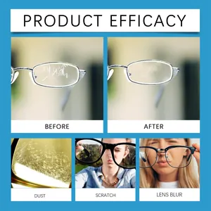Comparaison d'efficacité des lingettes pour lunettes contre la poussière et les rayures.