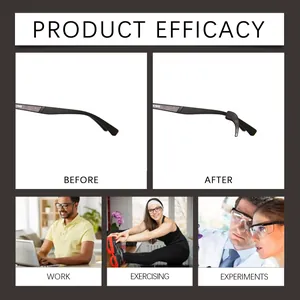 Detail view showing before and after effect of anti-slip glasses ear hooks