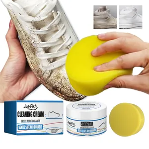 Pasta Limpiadora de Calzado Blanco Crema Limpiadora Multiusos Con Esponja Para Zapatillas Zapatos de Lona Blanqueador Cuidado