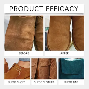 Before and after comparison of multi-purpose suede cleaner effectiveness on shoes