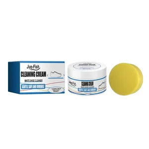Kit de crema limpiadora Jue-Fish de 100g para zapatos blancos con esponja quitamanchas
