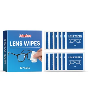 Lingettes nettoyantes Jakehoe pour verres et écrans, boîte de 12 sachets individuels portables