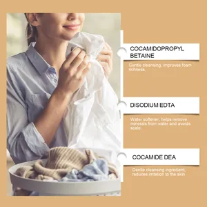 Close-up detail showing the key ingredients and gentle formula of laundry detergent sheets