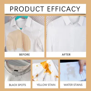 Detail showing laundry soap sheets efficacy on yellow stains and black spots removal