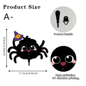 Halloween cartoon spin houten wandhaak afmetingen 11,2x9,0cm met UV-drukdetails