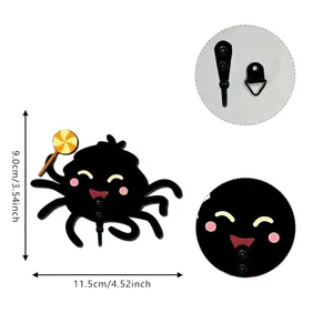 Halloween cartoon spin houten wandhaak met afmetingen en UV-print detailweergave