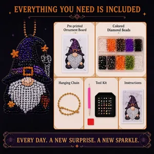 Detaillierte Ansicht des Halloween Zwerg Diamant Malerei Kits mit Perlen und Werkzeugen