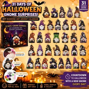 Halloween-Wichtel-Diamantkunst-Adventskalender-Bastelset mit 31 funkelnden Designs