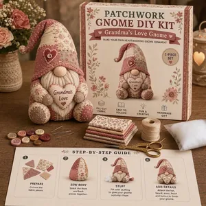 Professionele handgenaaide patchwork kabouter DIY-set met hoogwaardige stoffen