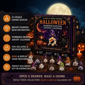 Halloween Gnom Diamant-Malerei Adventskalender DIY Bastelset mit 31 Tagen voller Freude