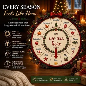 Roue de compte à rebours de Noël avec icônes saisonnières et détail de couronne
