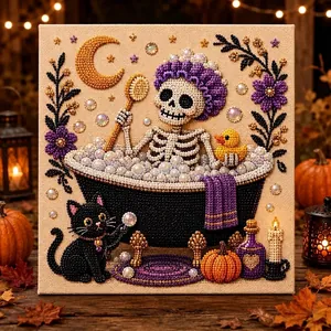 Nahaufnahme der komplizierten Perlentexturen am Halloween Skelett DIY-Kunstset
