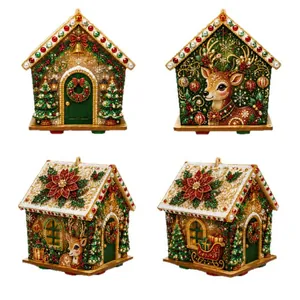 Plymagic DIY pearl art Christmas house collection set for festive home decoration crafts