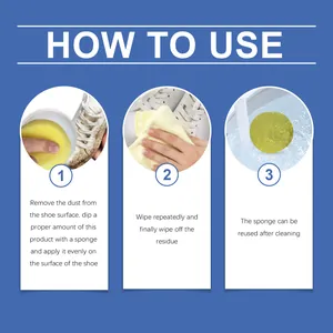 Detailed step-by-step instructions showing how to use the white shoe cleaning paste