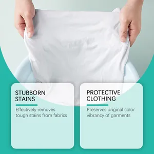 Close-up of laundry detergent effectively removing stubborn stains and protecting garment colors.