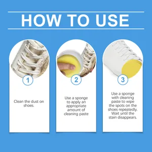 Guide d'utilisation de la pâte de nettoyage pour chaussures de sport et baskets.