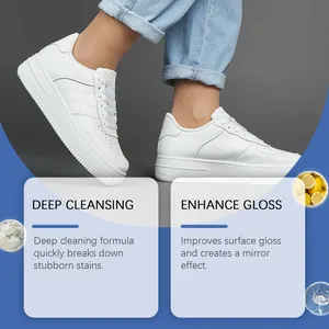 Vue détaillée du nettoyage en profondeur et de la brillance pour baskets blanches