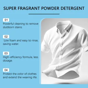Detailed features of high-efficiency fragrant laundry powder for stubborn stain removal.