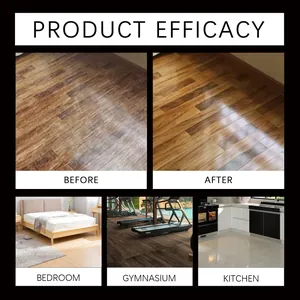 Before and after comparison of floor cleaner efficacy in bedroom, gym and kitchen.